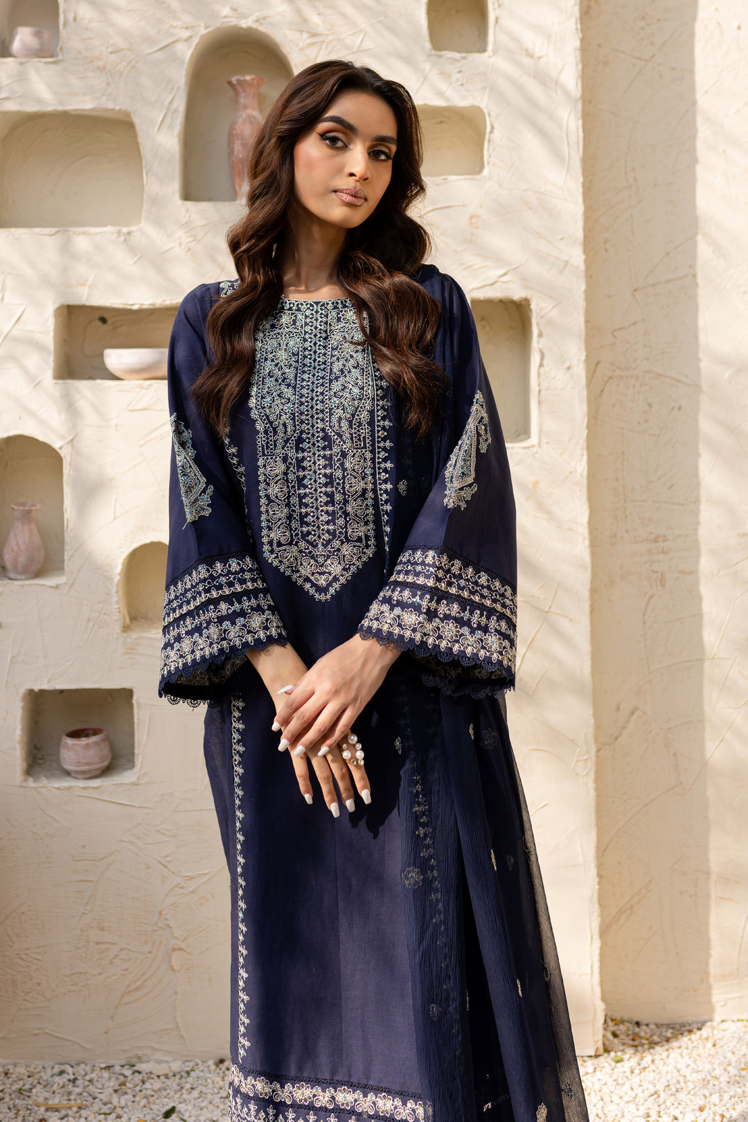 Marina 3Pc - Embroidered Khaddar Dress - BATIK