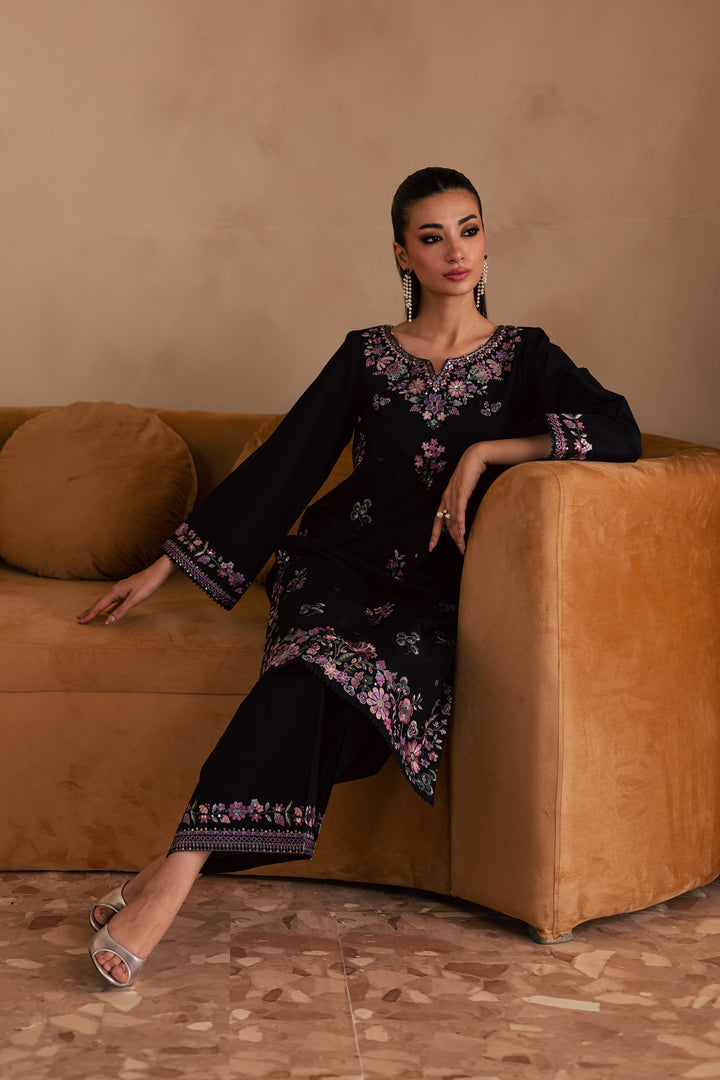 Blink 2Pc - Embroidered Solid Dress - BATIK
