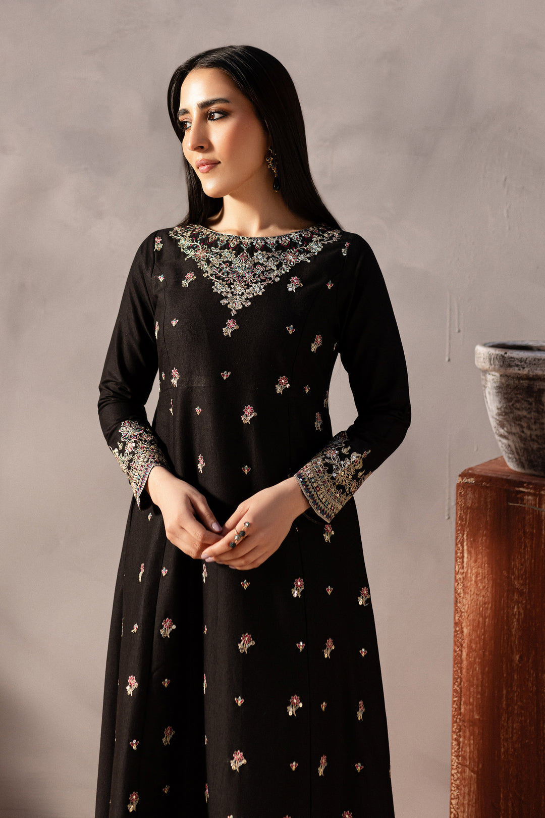 Somber 2Pc - Embroidered Karandi Dress - BATIK