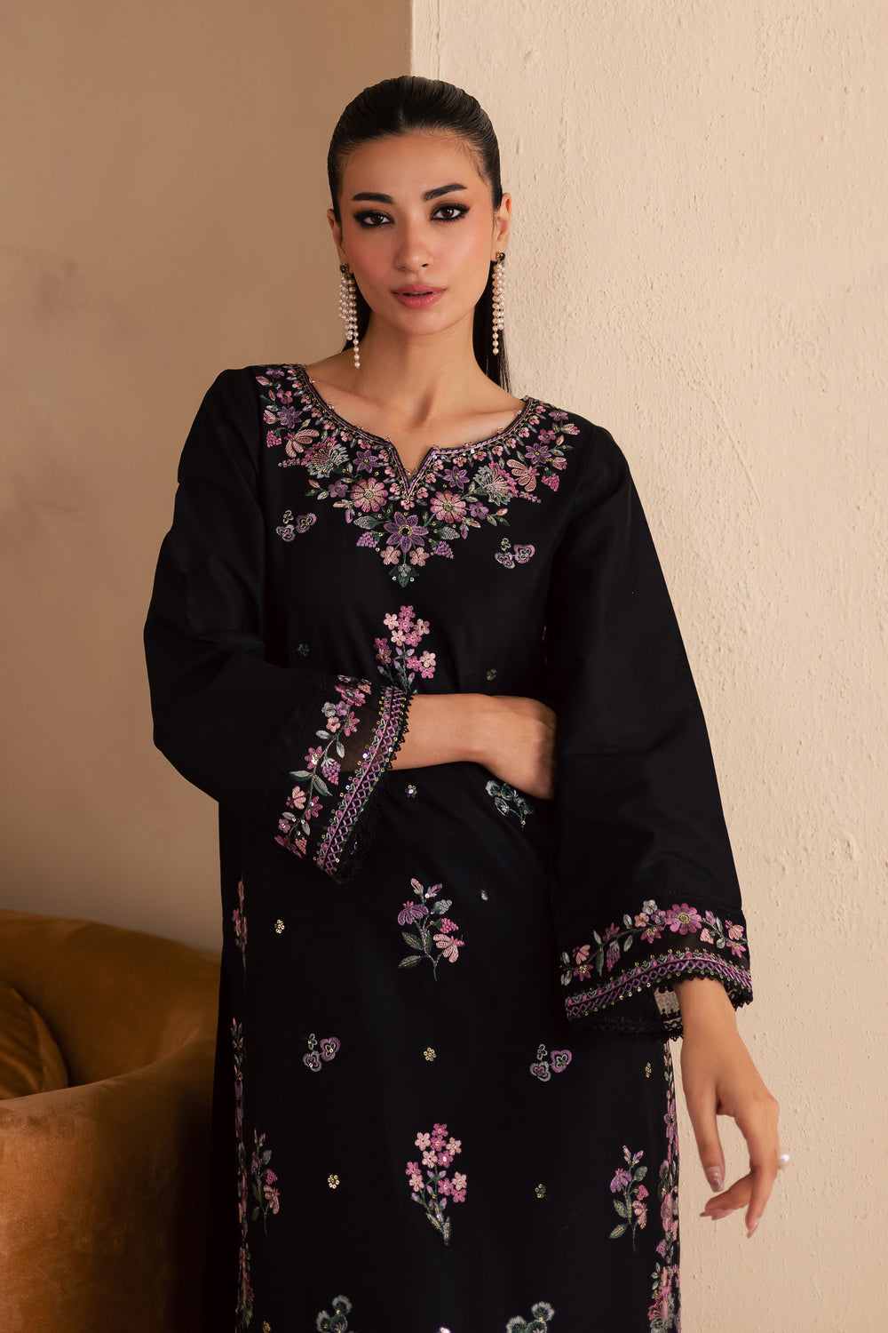 Blink 2Pc - Embroidered Solid Dress - BATIK