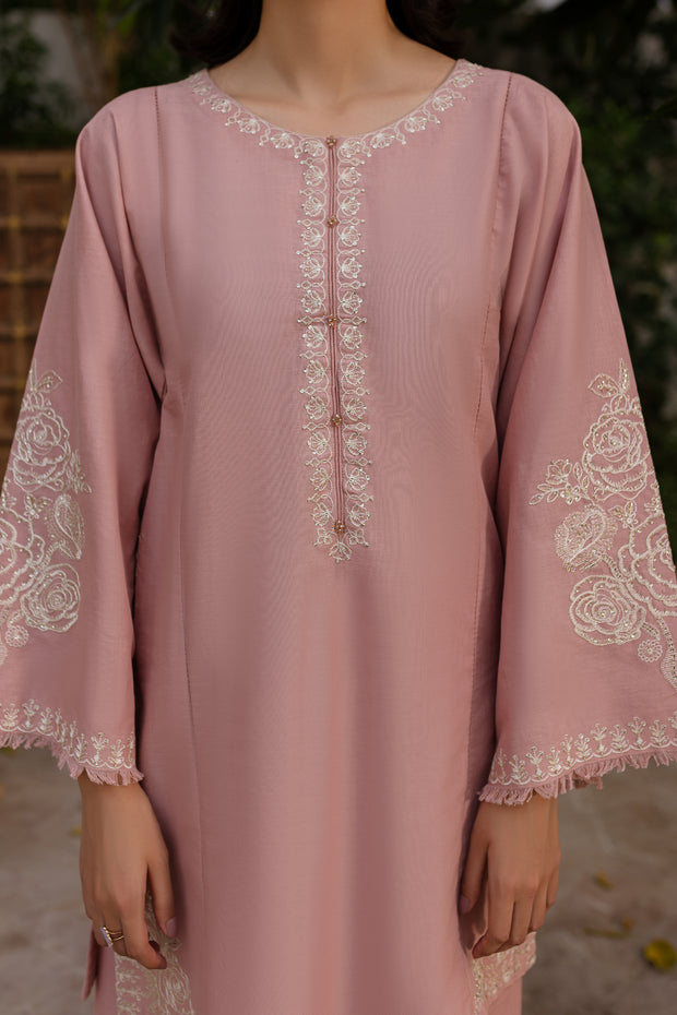 Pink Blush 2Pc - Embroidered Khaddar Dress - BATIK