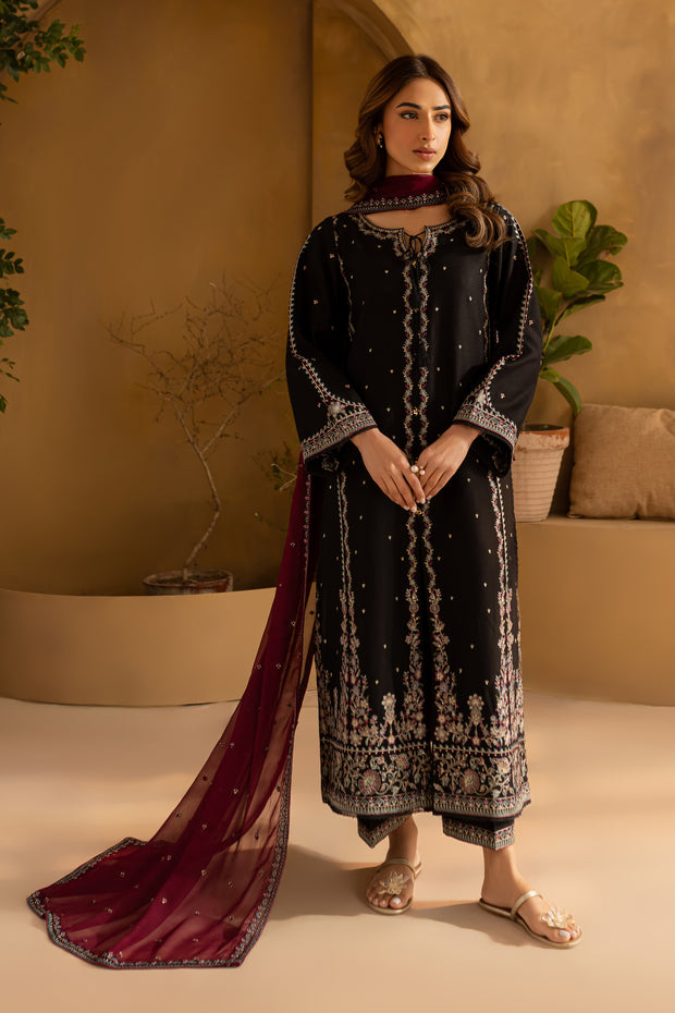 Dusk 3Pc- Embroidered Karandi Dress