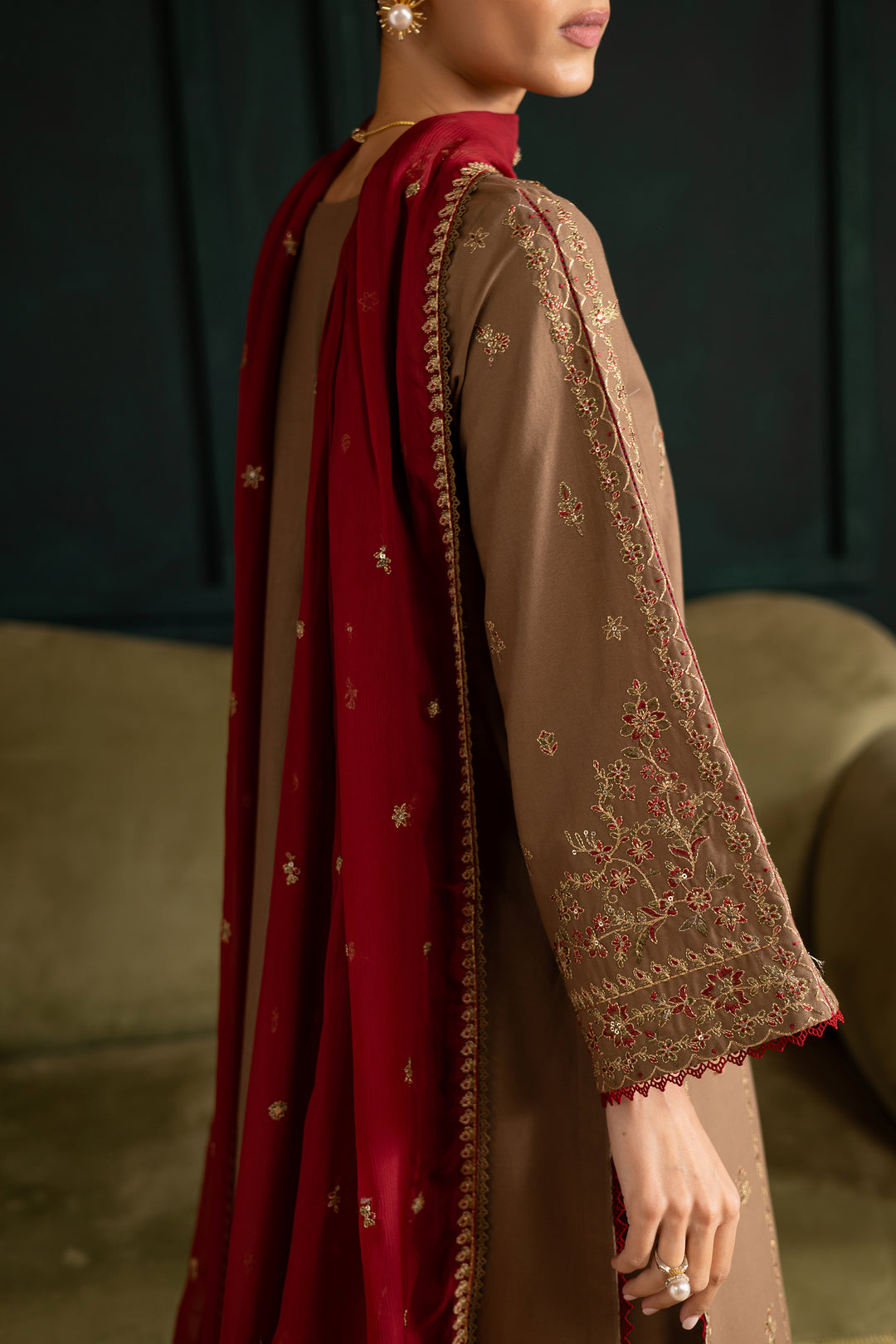 Tiramisu 3Pc - Embroidered Khaddar Dress