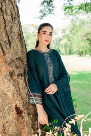 Shamrock 3Pc - Embroidered Karandi Dress - BATIK