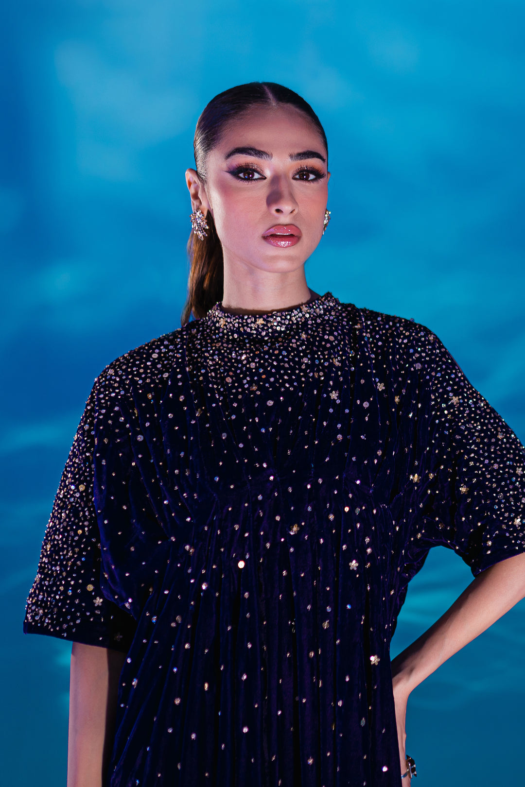 Purple 1Pc - Formal Velvet Kaftan - BATIK