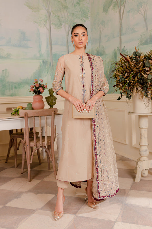 Corn Silk 3Pc - Embroidered Luxe PRET - BATIK