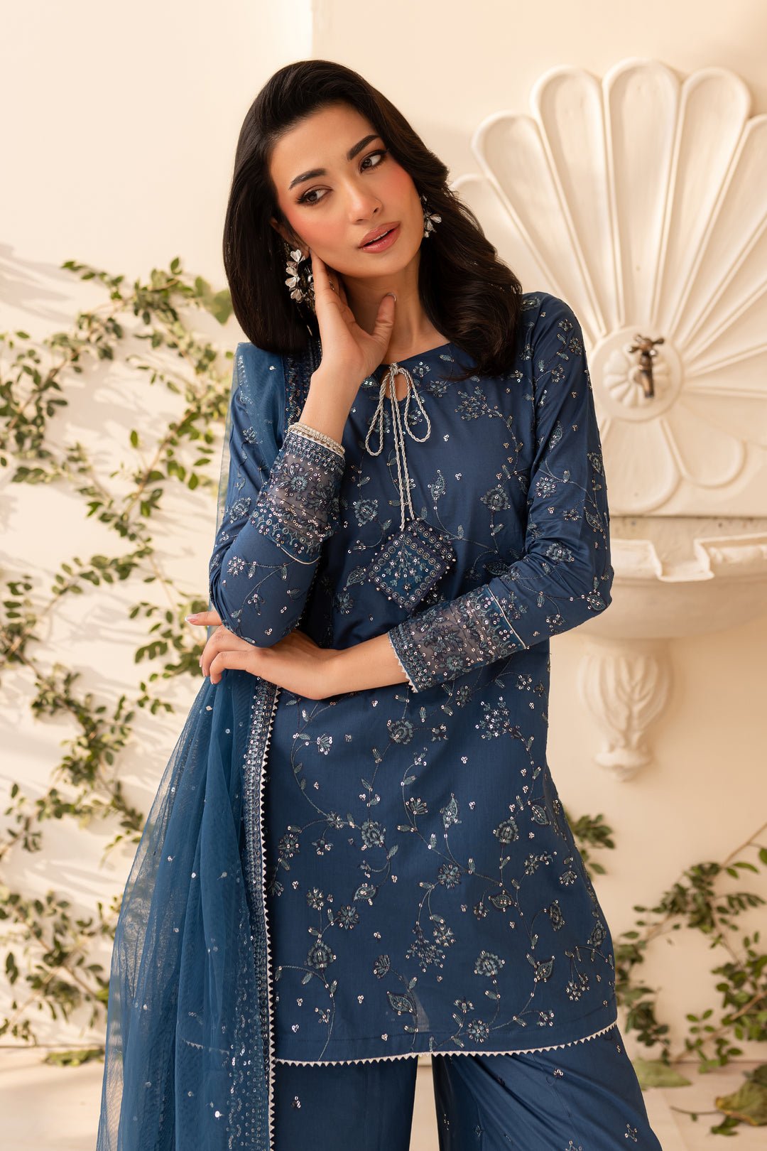 Alexis 3Pc - Embroidered Sharara Pret