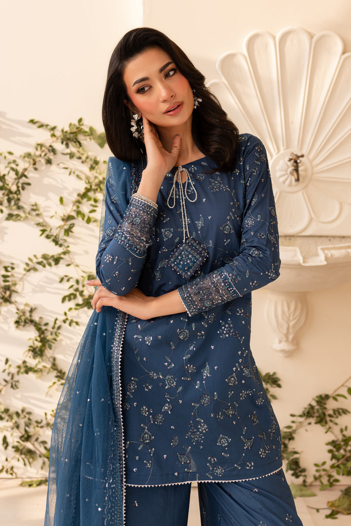 Alexis 3Pc - Embroidered Sharara Pret