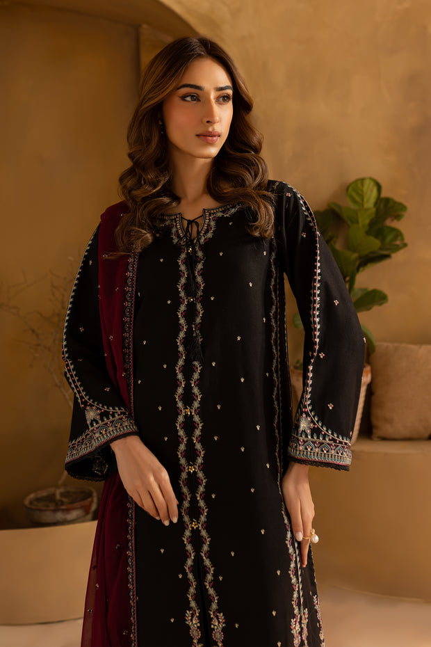 Dusk 3Pc- Embroidered Karandi Dress