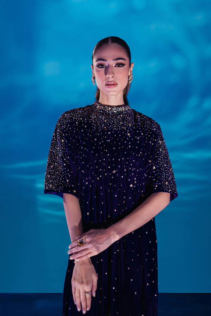 Purple 1Pc - Formal Velvet Kaftan - BATIK