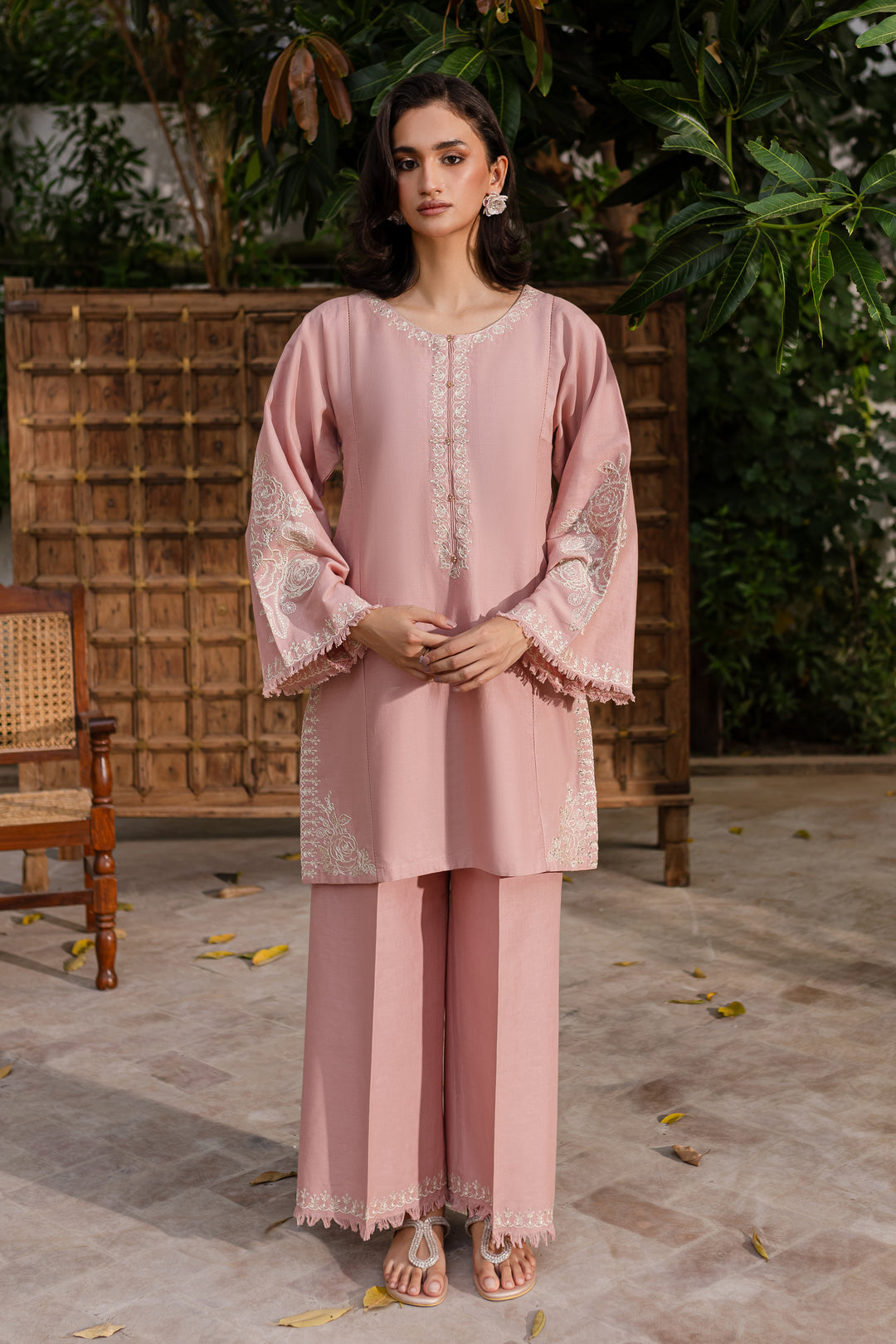 Pink Blush 2Pc - Embroidered Khaddar Dress - BATIK