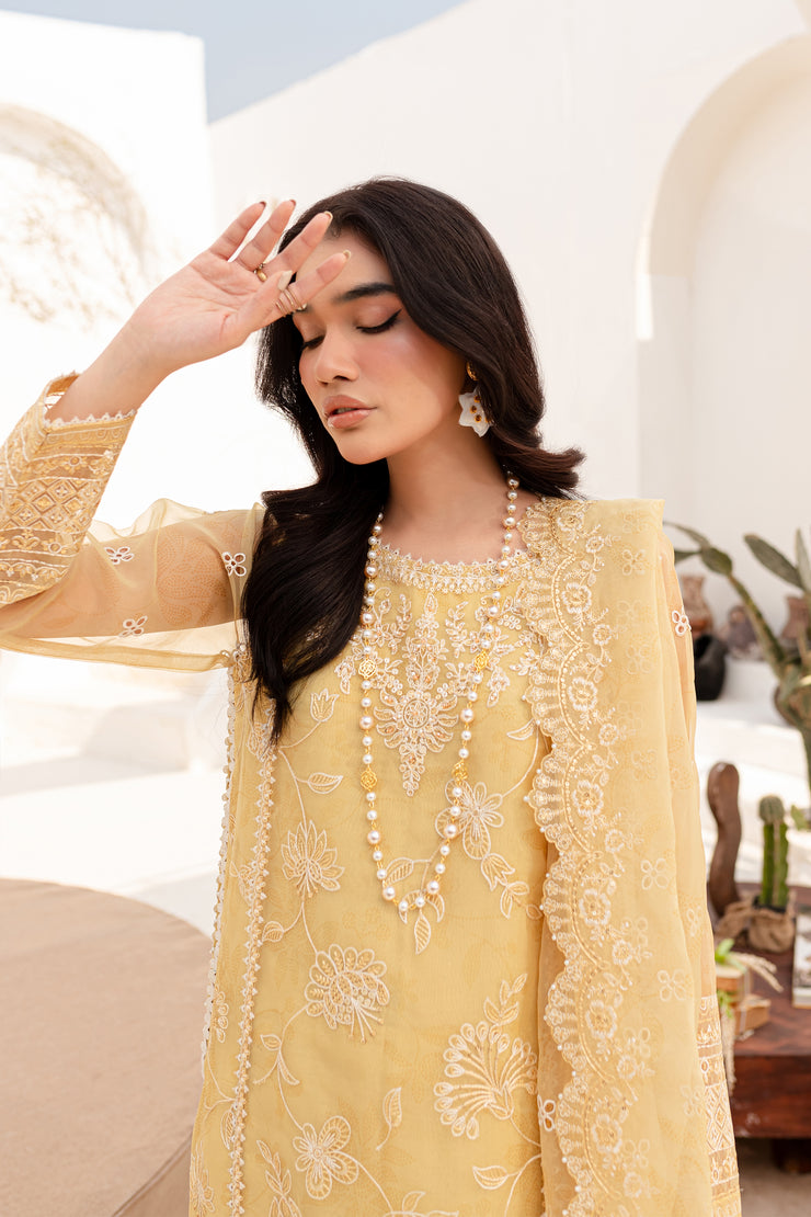 Light Gold 3Pc - Embroidered Luxe PRET - BATIK