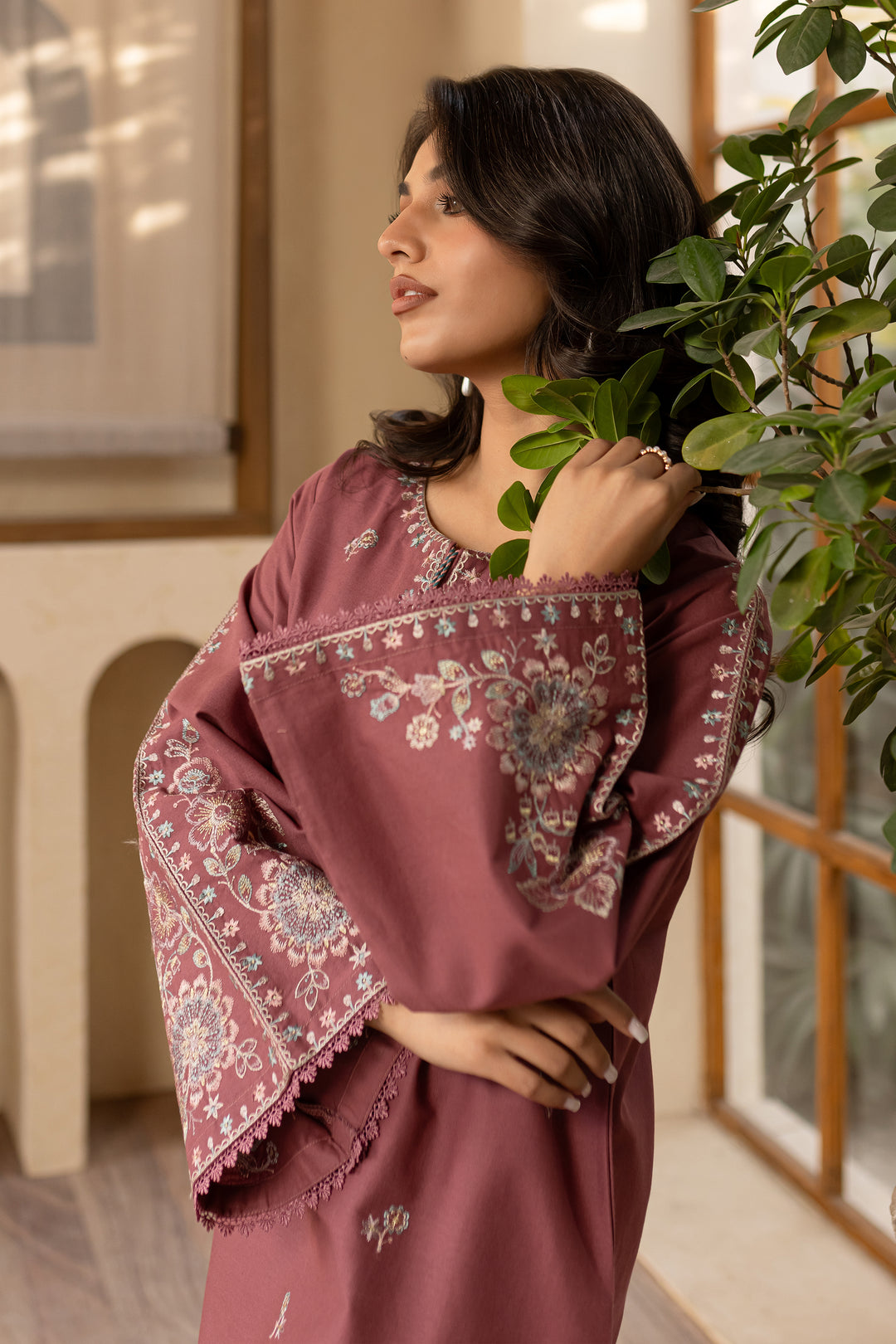 Onion Gold 2Pc - Embroidered Khaddar Dress - BATIK