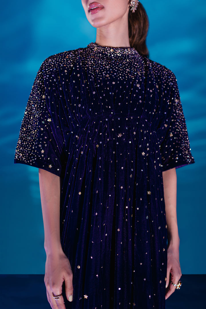 Purple 1Pc - Formal Velvet Kaftan - BATIK