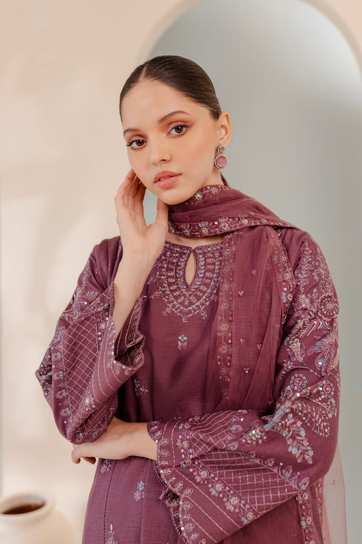 Nile 3Pc - Embroidered Karandi Dress - BATIK
