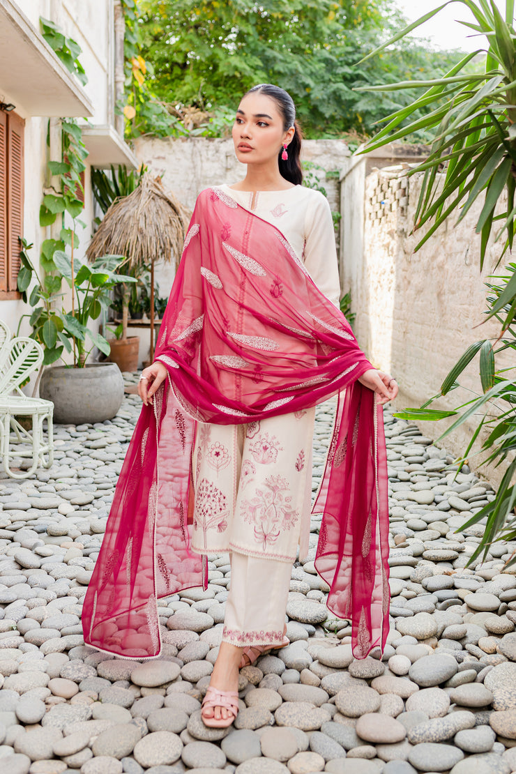 Albion 3Pc - Embroidered Khaddar Dress - BATIK