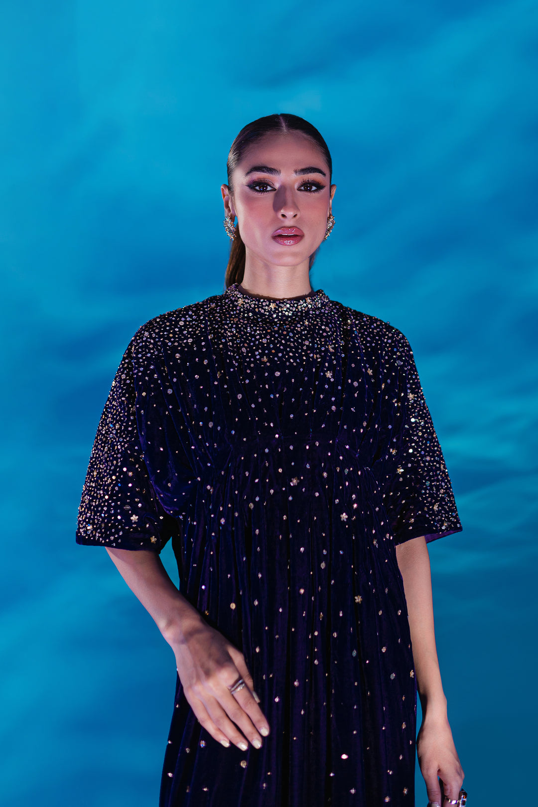 Purple 1Pc - Formal Velvet Kaftan - BATIK