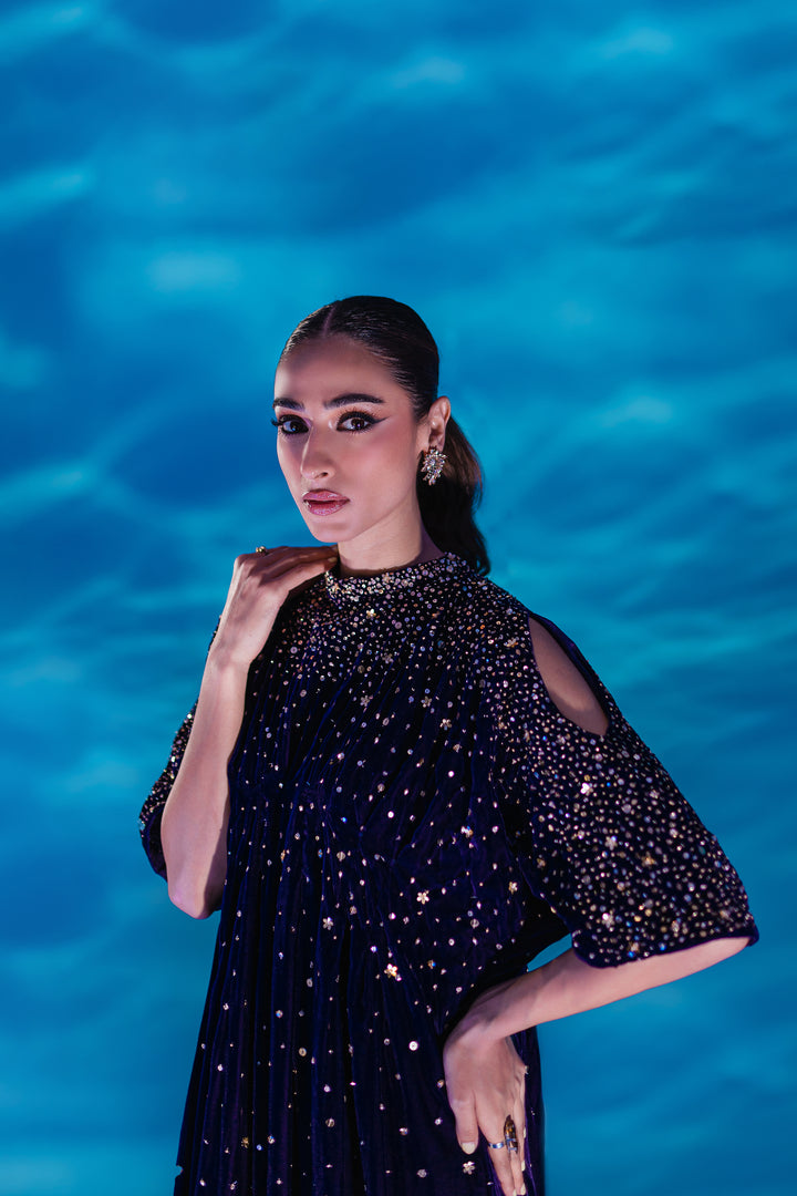 Purple 1Pc - Formal Velvet Kaftan - BATIK