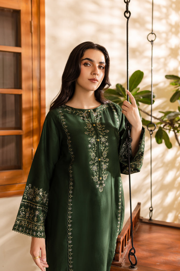 Alicent 2Pc - Embroidered Khaddar Dress - BATIK