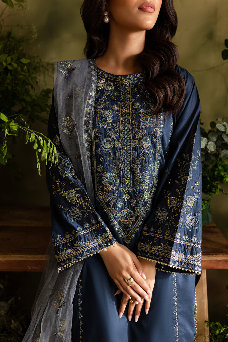 Blue Aurora 3Pc - Embroidered Lawn Dress - BATIK