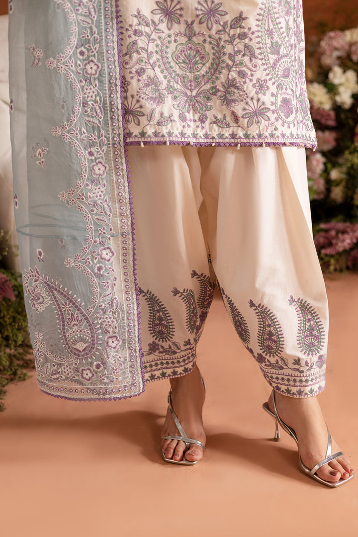 White Opal 3Pc - Embroidered Lawn Dress