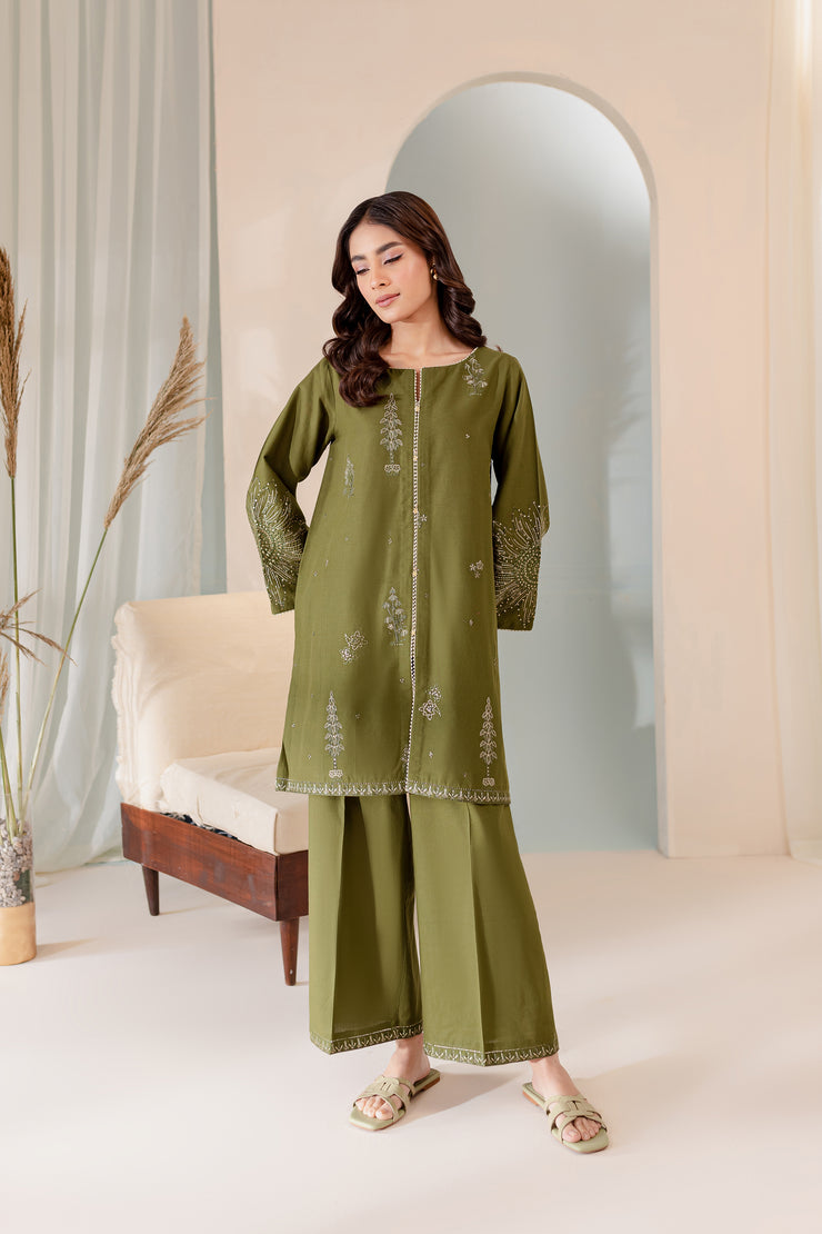 Seaweed 2Pc - Embroidered Khaddar Dress - BATIK