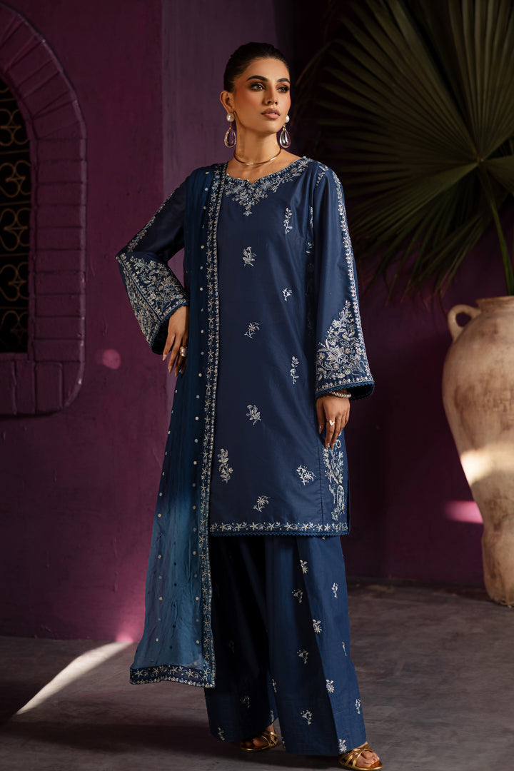 Twinkle Haze 3Pc - Embroidered Solid Dress - BATIK