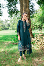 Shamrock 3Pc - Embroidered Karandi Dress - BATIK