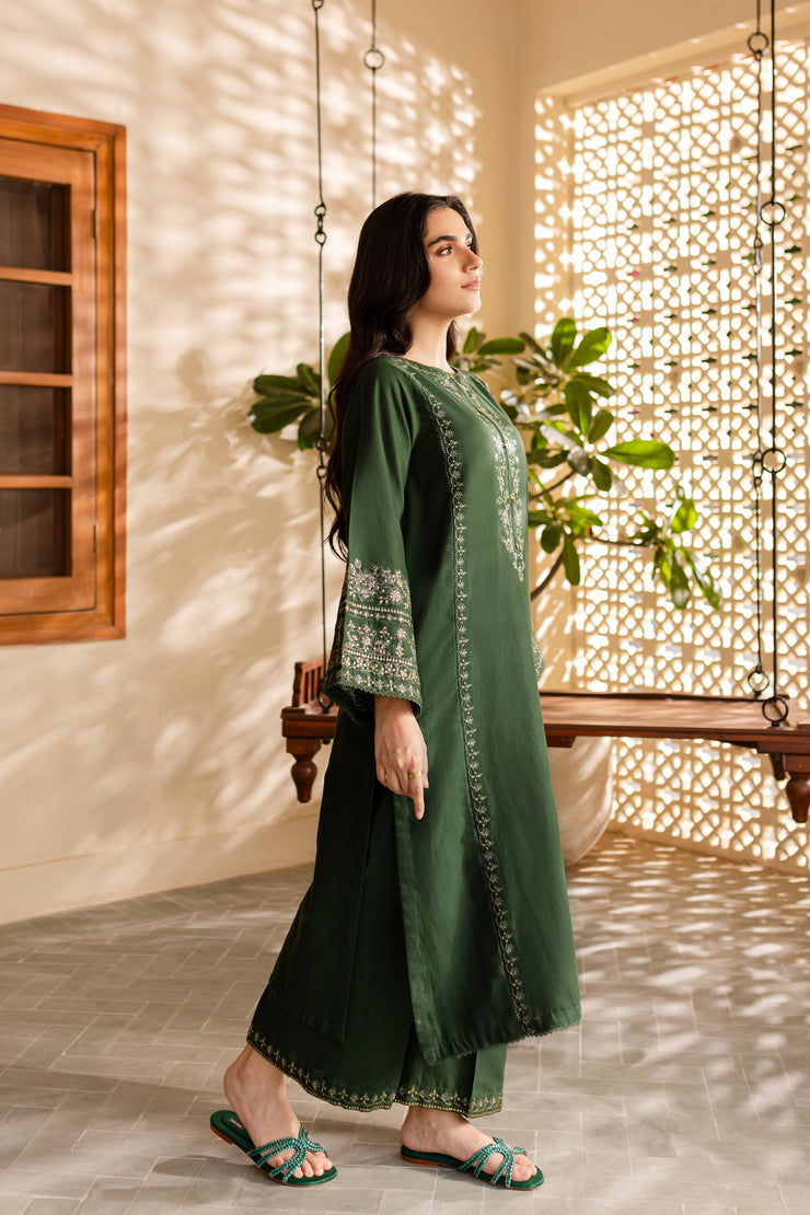 Alicent 2Pc - Embroidered Khaddar Dress - BATIK