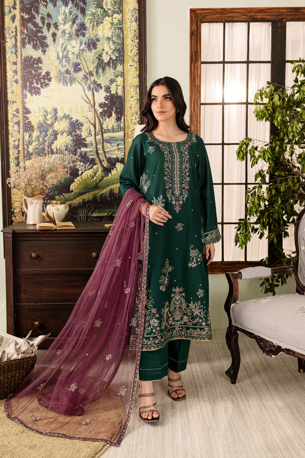 Greenberg 3Pc - Embroidered Lawn Dress