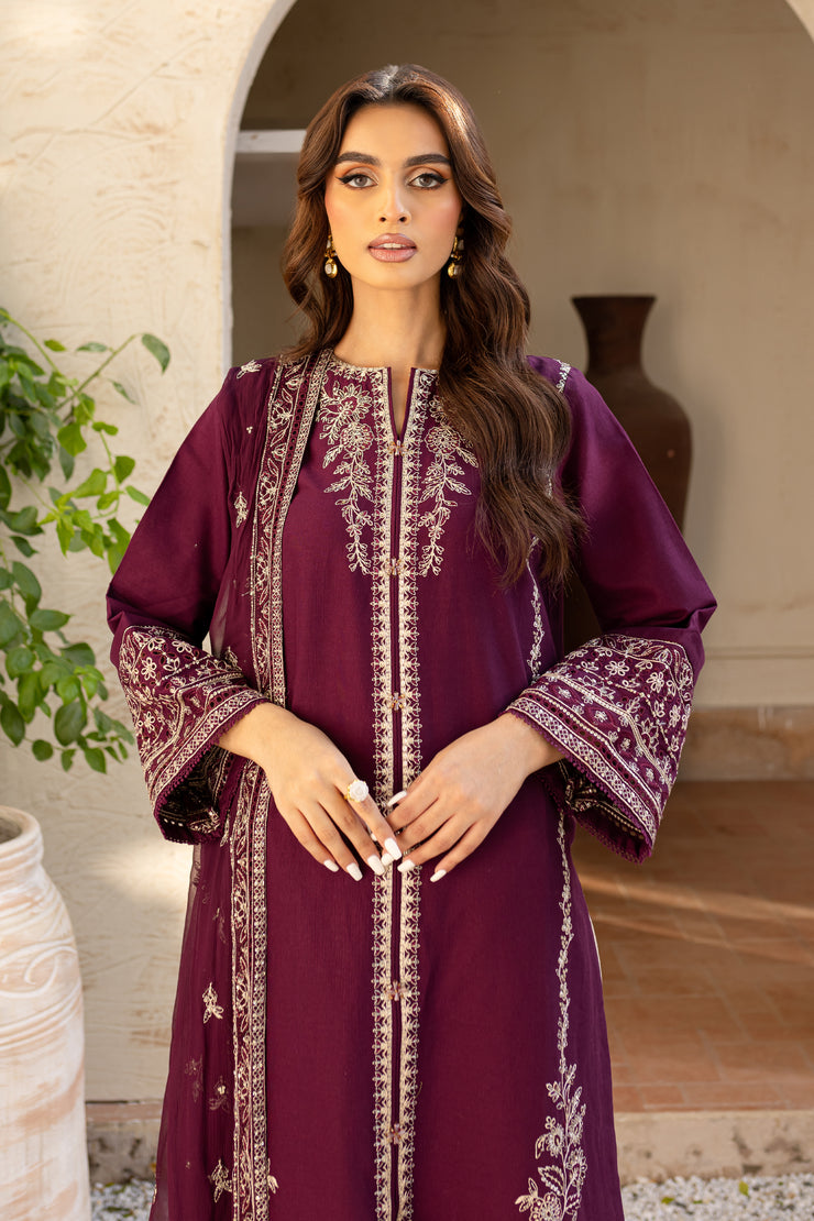 Honey Well 3Pc - Embroidered Khaddar Dress