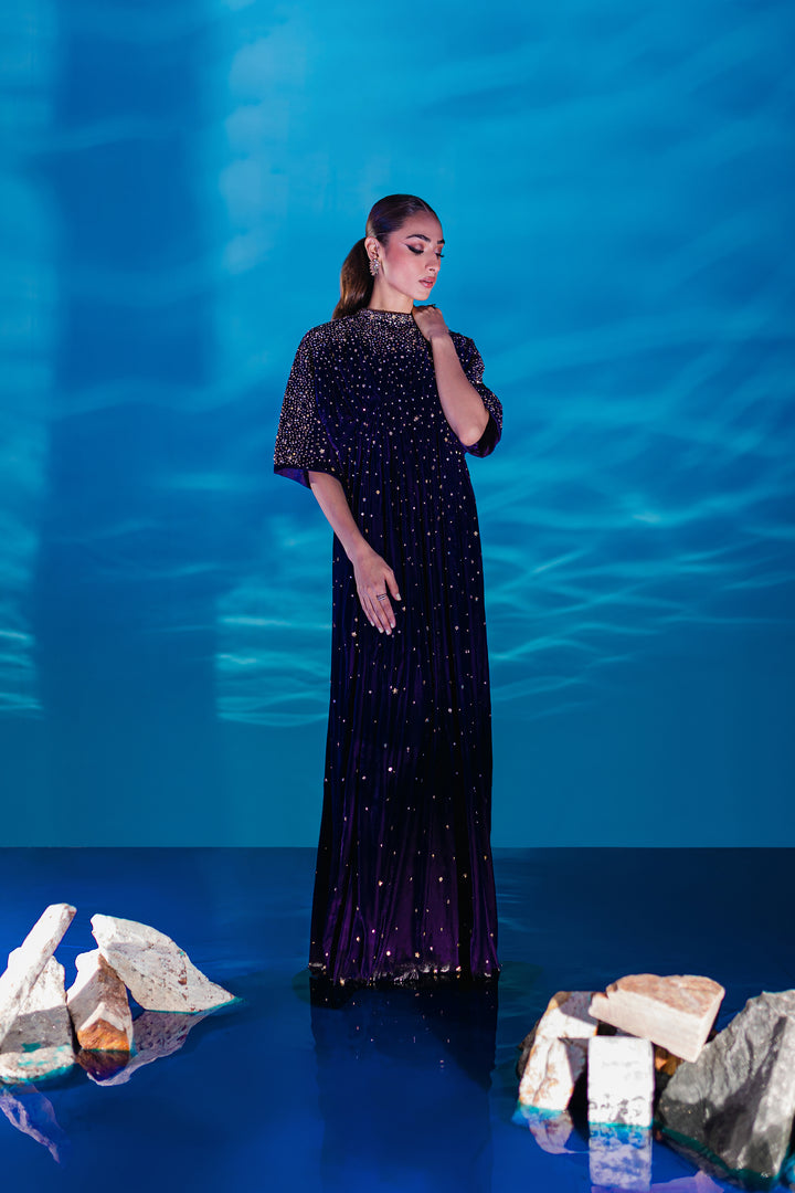 Purple 1Pc - Formal Velvet Kaftan - BATIK
