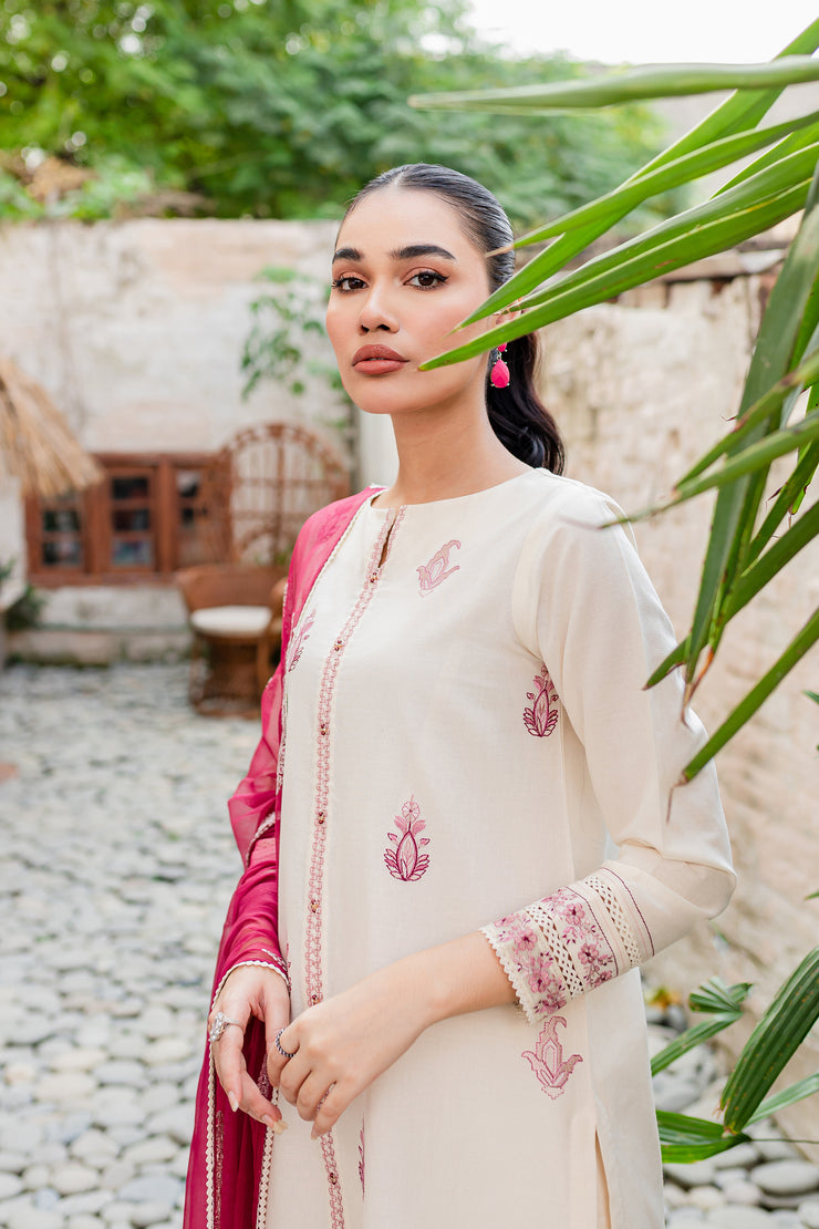 Albion 3Pc - Embroidered Khaddar Dress - BATIK