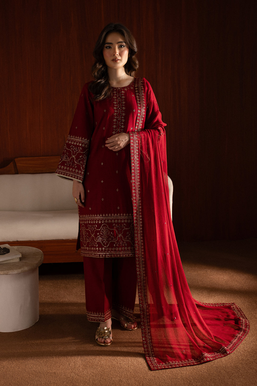 Abeera- 3pc Women Embroidered Khaddar Dress