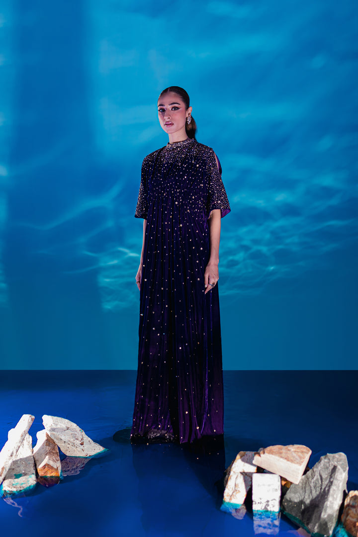 Purple 1Pc - Formal Velvet Kaftan - BATIK
