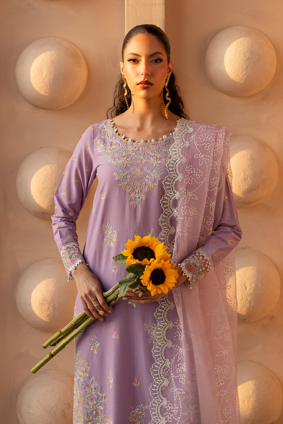 Yasha Lilac 3Pc - Embroidered Luxe Pret