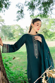 Shamrock 3Pc - Embroidered Karandi Dress - BATIK