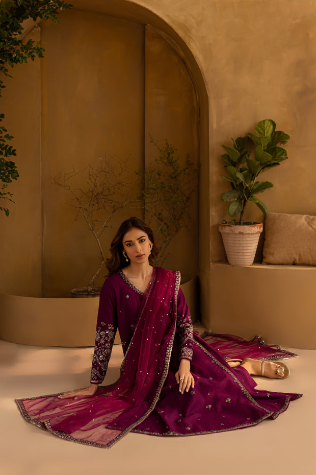 Khanak 3Pc- Embroidered Karandi Dress