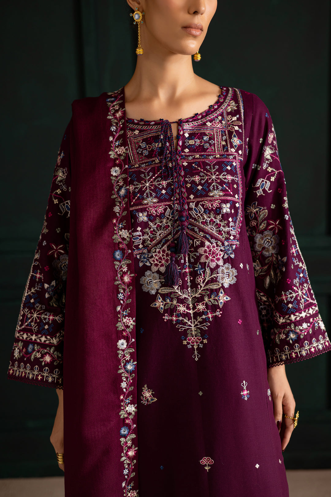 Meg 3Pc - Embroidered Khaddar Dress