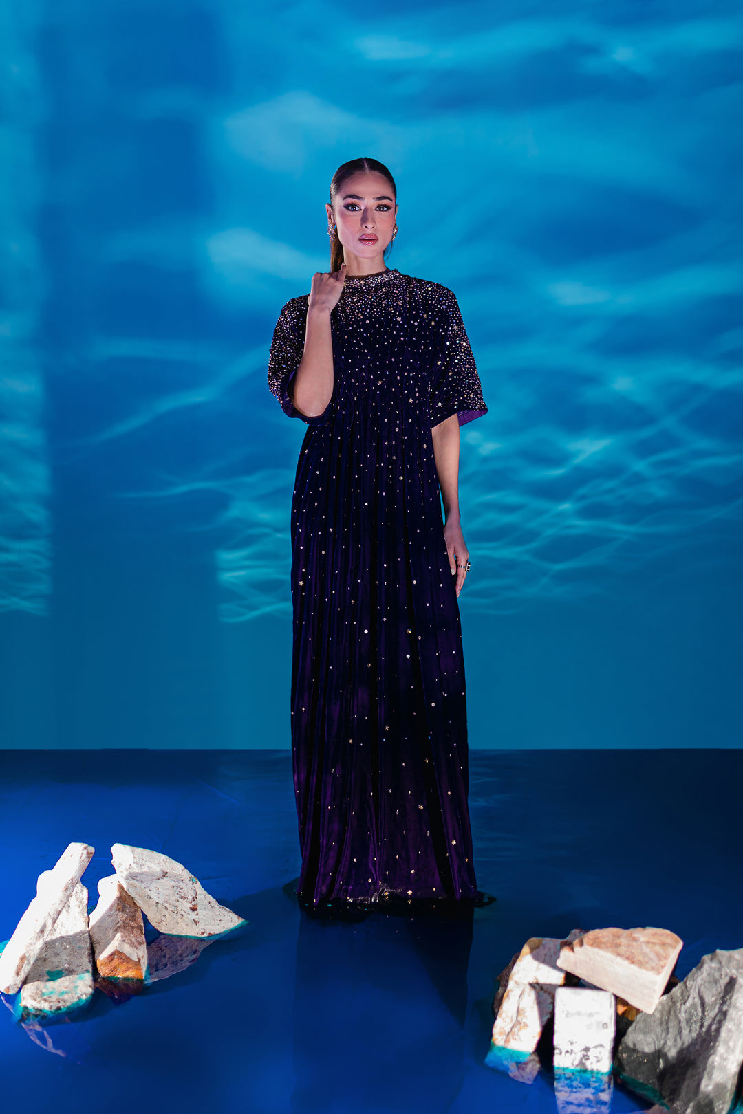 Purple 1Pc - Formal Velvet Kaftan - BATIK