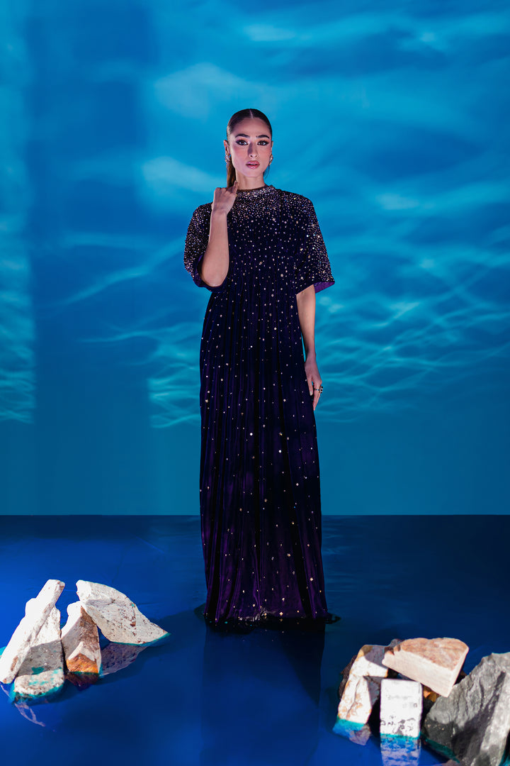 Purple 1Pc - Formal Velvet Kaftan - BATIK