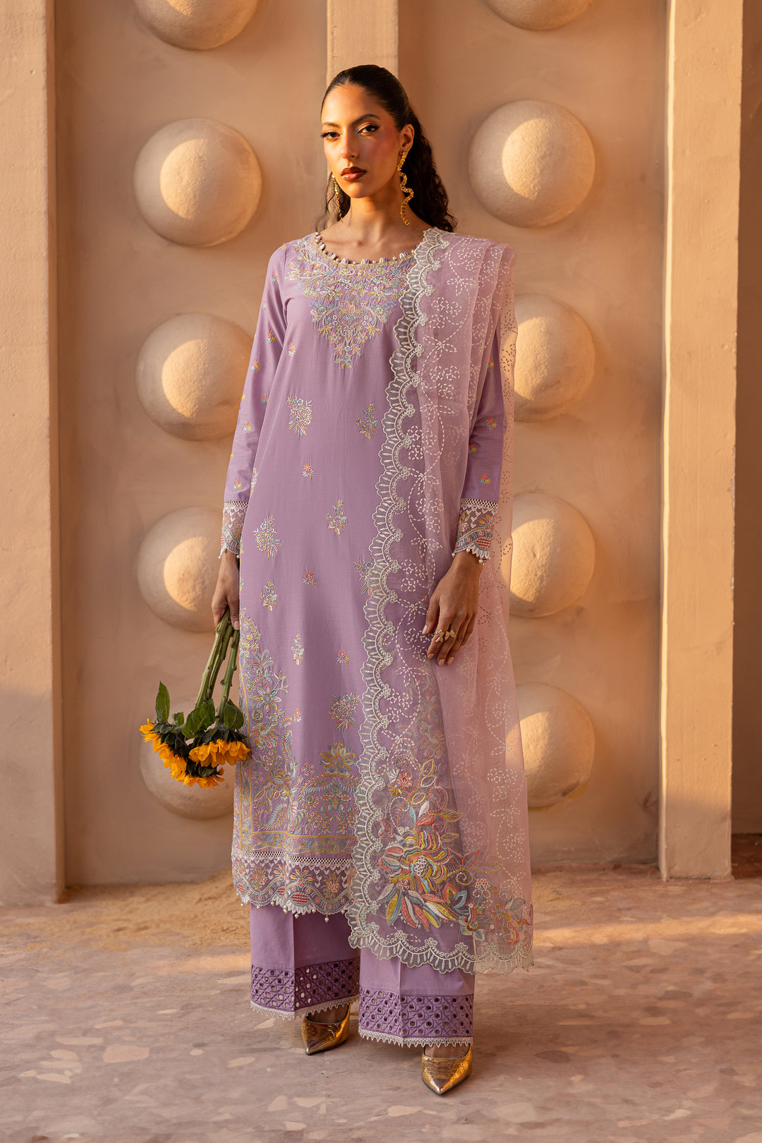 Yasha Lilac 3Pc - Embroidered Luxe Pret