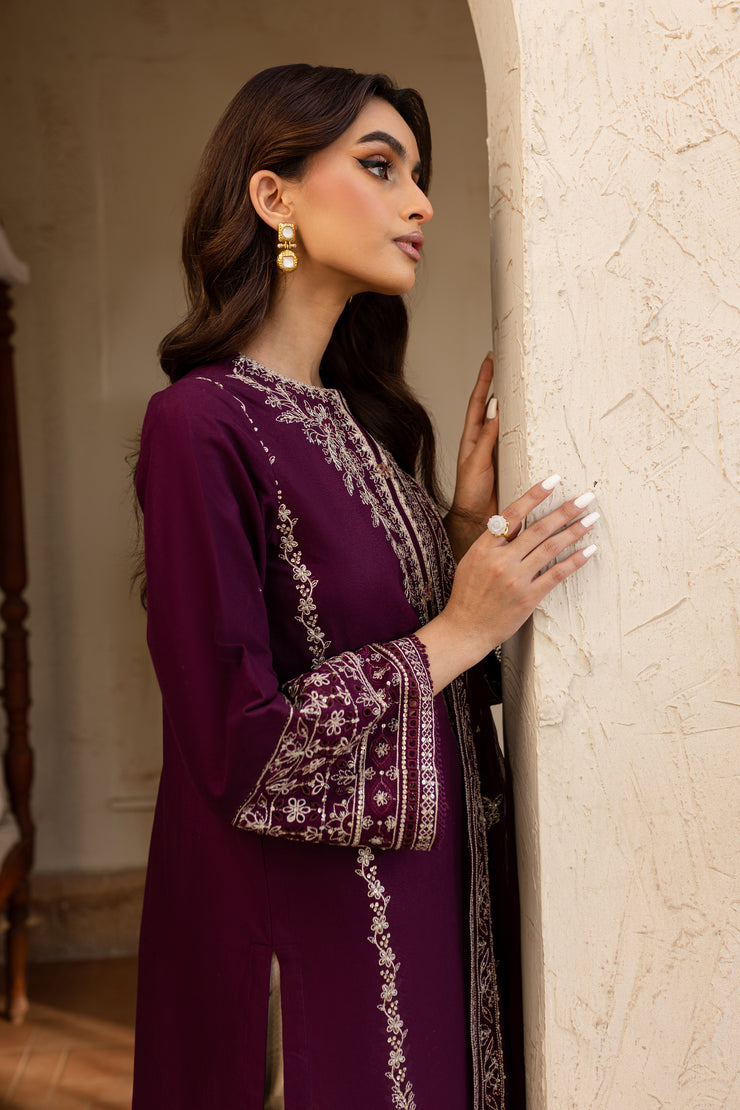 Honey Well 3Pc - Embroidered Khaddar Dress