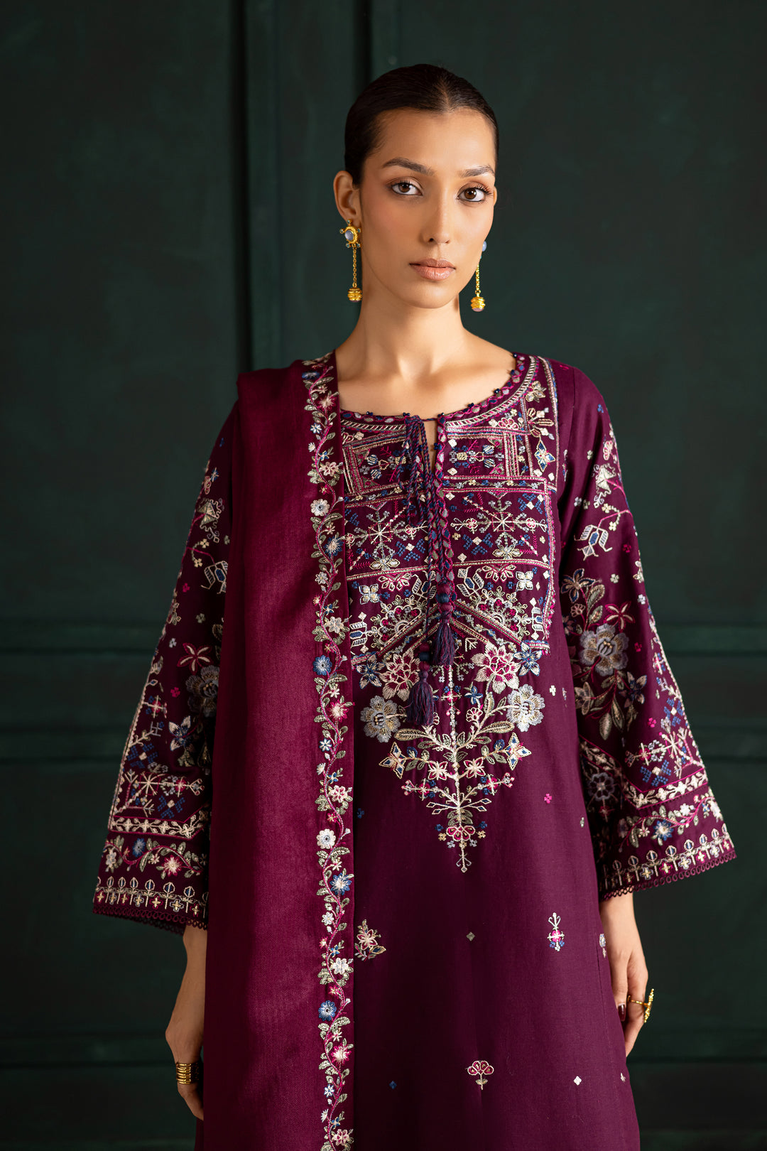 Meg 3Pc - Embroidered Khaddar Dress