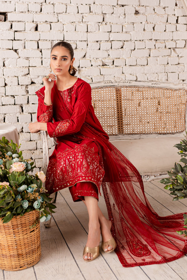 Deep Sapphire 3Pc - Embroidered Lawn Dress