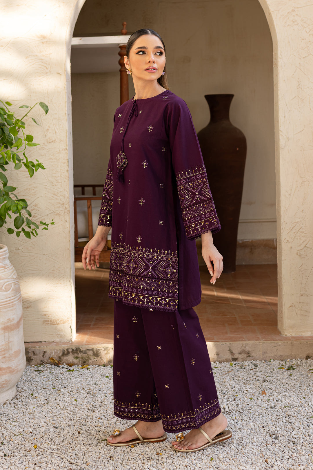 Cruz 2Pc - Embroidered Khaddar Dress - BATIK