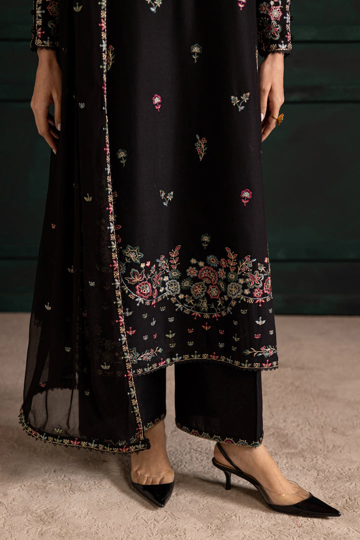 Night flower 3Pc - Embroidered Khaddar Dress