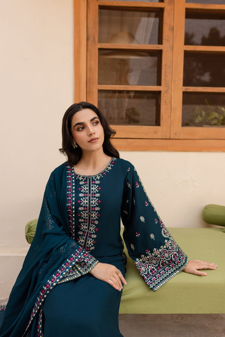 Nihan 3Pc - Embroidered Khaddar Dress - BATIK