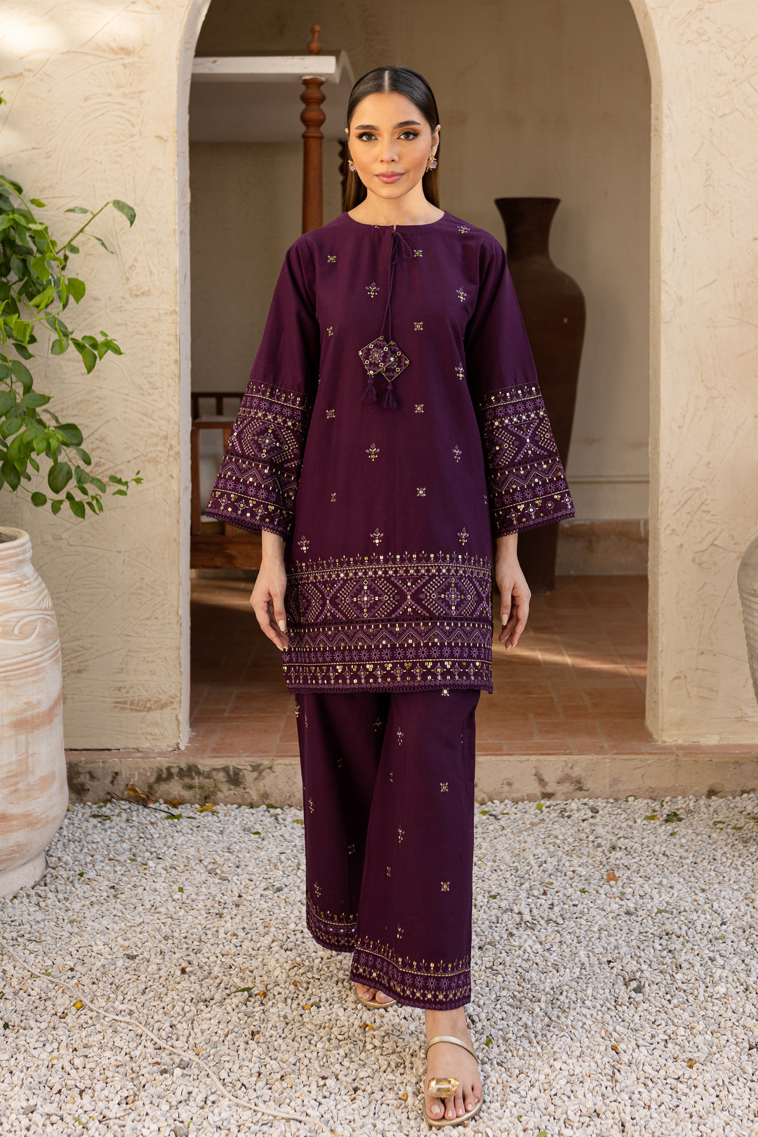 Cruz 2Pc - Embroidered Khaddar Dress - BATIK