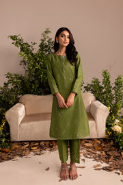 Zoel Green 2Pc - Embroidered Lawn Dress - BATIK